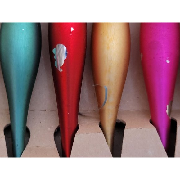 MCM Teardrop Glass Ornaments Set of 5 Multicolor Original Box Trim a Tree Retro - Picture 6 of 14